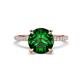 1 - Aisha 2.10 Ctw (8.00 mm) Round Created Emerald with side Lab Grown Diamond Hidden Halo Engagement ring