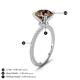 3 - Aisha 2.15 Ctw (8.00 mm) Round Smoky Quartz with side Lab Grown Diamond Hidden Halo Engagement ring