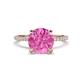1 - Aisha 3.10 Ctw (8.00 mm) Round Created Pink Sapphire with side Lab Grown Diamond Hidden Halo Engagement ring