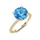 4 - Aisha 2.35 Ctw (8.00 mm) Round Blue Topaz with side Lab Grown Diamond Hidden Halo Engagement ring