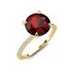 4 - Aisha 2.61 Ctw (8.00 mm) Round Red Garnet with side Lab Grown Diamond Hidden Halo Engagement ring