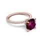 5 - Aisha 2.61 Ctw (8.00 mm) Round Rhodolite Garnet with side Lab Grown Diamond Hidden Halo Engagement ring