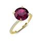 4 - Aisha 2.61 Ctw (8.00 mm) Round Rhodolite Garnet with side Lab Grown Diamond Hidden Halo Engagement ring