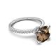 5 - Aisha 2.15 Ctw (8.00 mm) Round Smoky Quartz with side Lab Grown Diamond Hidden Halo Engagement ring