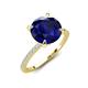 4 - Aisha 3.10 Ctw (8.00 mm) Round Created Blue Sapphire with side Lab Grown Diamond Hidden Halo Engagement ring