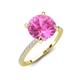 4 - Aisha 3.10 Ctw (8.00 mm) Round Created Pink Sapphire with side Lab Grown Diamond Hidden Halo Engagement ring