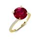 4 - Aisha 3.10 Ctw (8.00 mm) Round Created Ruby with side Lab Grown Diamond Hidden Halo Engagement ring