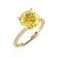 4 - Aisha 3.10 Ctw (8.00 mm) Round Created Yellow Sapphire with side Lab Grown Diamond Hidden Halo Engagement ring