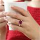 2 - Zariya 3.76 ctw Center Round Rhodolite Garnet with Side Lab Grown Diamond Solitaire Plus Engagement Ring 