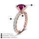 3 - Zariya 3.76 ctw Center Round Rhodolite Garnet with Side Lab Grown Diamond Solitaire Plus Engagement Ring 