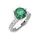 4 - Zariya 3.76 ctw Center Round Lab Created Alexandrite with Side Lab Grown Diamond Solitaire Plus Engagement Ring 