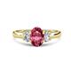 1 - Gemma 8x6 mm Oval Cut Pink Tourmaline and Lab Grown Diamond Trellis Three Stone Engagement Ring 