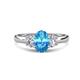 1 - Gemma 8x6 mm Oval Cut Blue Topaz and Lab Grown Diamond Trellis Three Stone Engagement Ring 