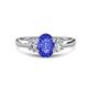 1 - Gemma 8x6 mm Oval Cut Tanzanite and Lab Grown Diamond Trellis Three Stone Engagement Ring 
