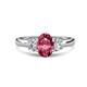 1 - Gemma 8x6 mm Oval Cut Pink Tourmaline and Lab Grown Diamond Trellis Three Stone Engagement Ring 