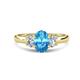 1 - Gemma 8x6 mm Oval Cut Blue Topaz and Lab Grown Diamond Trellis Three Stone Engagement Ring 