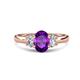 1 - Gemma 8x6 mm Oval Cut Amethyst and Lab Grown Diamond Trellis Three Stone Engagement Ring 