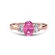 1 - Gemma 8x6 mm Oval Cut Pink Sapphire and Lab Grown Diamond Trellis Three Stone Engagement Ring 