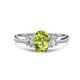 1 - Gemma 8x6 mm Oval Cut Peridot and Lab Grown Diamond Trellis Three Stone Engagement Ring 