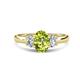 1 - Gemma 8x6 mm Oval Cut Peridot and Lab Grown Diamond Trellis Three Stone Engagement Ring 