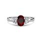 1 - Gemma 8x6 mm Oval Cut Red Garnet and Lab Grown Diamond Trellis Three Stone Engagement Ring 