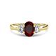 1 - Gemma 8x6 mm Oval Cut Red Garnet and Lab Grown Diamond Trellis Three Stone Engagement Ring 