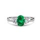 1 - Gemma 8x6 mm Oval Cut Emerald and Lab Grown Diamond Trellis Three Stone Engagement Ring 