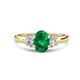 1 - Gemma 8x6 mm Oval Cut Emerald and Lab Grown Diamond Trellis Three Stone Engagement Ring 