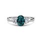 1 - Gemma 8x6 mm Oval Cut London Blue Topaz and Lab Grown Diamond Trellis Three Stone Engagement Ring 