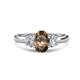 1 - Gemma 8x6 mm Oval Cut Smoky Quartz and Lab Grown Diamond Trellis Three Stone Engagement Ring 