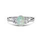 1 - Gemma 8x6 mm Oval Cut Opal and Lab Grown Diamond Trellis Three Stone Engagement Ring 