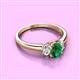 2 - Gemma 7x5 mm Oval Cut Emerald and Lab Grown Diamond Trellis Three Stone Engagement Ring 