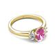 2 - Gemma 8x6 mm Oval Cut Pink Sapphire and Lab Grown Diamond Trellis Three Stone Engagement Ring 