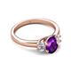 2 - Gemma 8x6 mm Oval Cut Amethyst and Lab Grown Diamond Trellis Three Stone Engagement Ring 