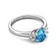 2 - Gemma 8x6 mm Oval Cut Blue Topaz and Lab Grown Diamond Trellis Three Stone Engagement Ring 