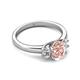 2 - Gemma 8x6 mm Oval Cut Morganite and Lab Grown Diamond Trellis Three Stone Engagement Ring 