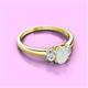 2 - Gemma 7x5 mm Oval Cut Opal and Lab Grown Diamond Trellis Three Stone Engagement Ring 