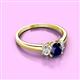 2 - Gemma 7x5 mm Oval Cut Blue Sapphire and Lab Grown Diamond Trellis Three Stone Engagement Ring 