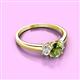 2 - Gemma 7x5 mm Oval Cut Peridot and Lab Grown Diamond Trellis Three Stone Engagement Ring 