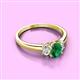 2 - Gemma 7x5 mm Oval Cut Emerald and Lab Grown Diamond Trellis Three Stone Engagement Ring 