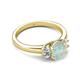 2 - Gemma 8x6 mm Oval Cut Opal and Lab Grown Diamond Trellis Three Stone Engagement Ring 