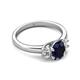 2 - Gemma 8x6 mm Oval Cut Blue Sapphire and Lab Grown Diamond Trellis Three Stone Engagement Ring 