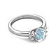 2 - Gemma 8x6 mm Oval Cut Aquamarine and Lab Grown Diamond Trellis Three Stone Engagement Ring 