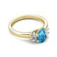 2 - Gemma 8x6 mm Oval Cut Blue Topaz and Lab Grown Diamond Trellis Three Stone Engagement Ring 