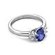 2 - Gemma 8x6 mm Oval Cut Iolite and Lab Grown Diamond Trellis Three Stone Engagement Ring 