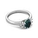 2 - Gemma 8x6 mm Oval Cut London Blue Topaz and Lab Grown Diamond Trellis Three Stone Engagement Ring 
