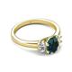 2 - Gemma 8x6 mm Oval Cut London Blue Topaz and Lab Grown Diamond Trellis Three Stone Engagement Ring 