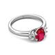 2 - Gemma 8x6 mm Oval Cut Ruby and Lab Grown Diamond Trellis Three Stone Engagement Ring 