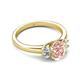 2 - Gemma 8x6 mm Oval Cut Morganite and Lab Grown Diamond Trellis Three Stone Engagement Ring 