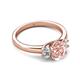 2 - Gemma 8x6 mm Oval Cut Morganite and Lab Grown Diamond Trellis Three Stone Engagement Ring 